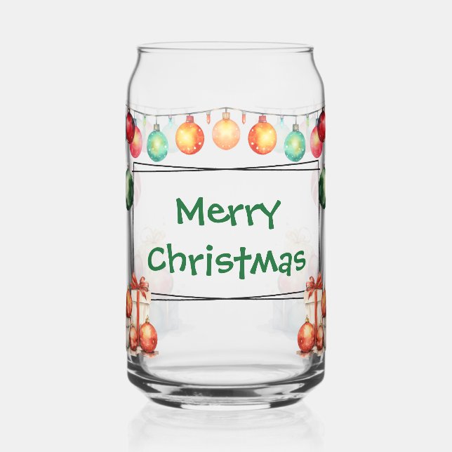 Merry Christmas Can Glass (Left)