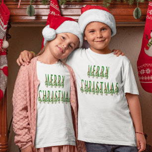 Merry Christmas Candle Font Girls & Boys T-Shirt