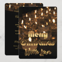 Merry Christmas Candle Lights Black Gold Text
