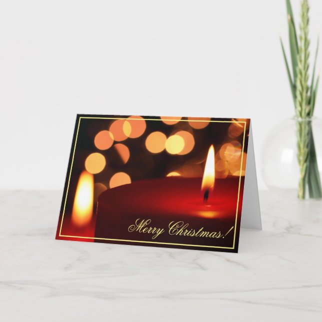 Merry Christmas Candle Lights Greeting Card (Front)