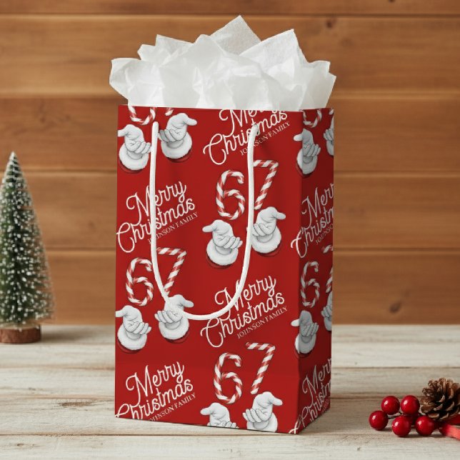 Merry Christmas Candy Cane 6-7 Meme Pattern Small Gift Bag (Merry Christmas Candy Cane 6-7 Meme Pattern Small Gift Bag
)