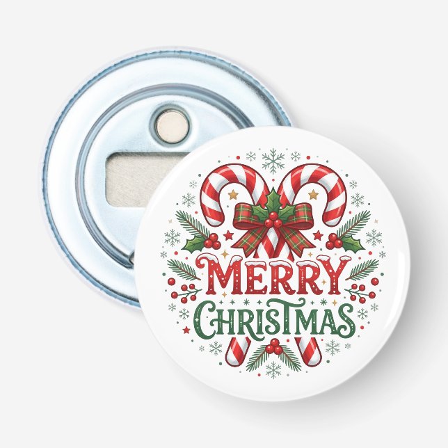Merry Christmas Candy Cane  Bottle Opener (Front)