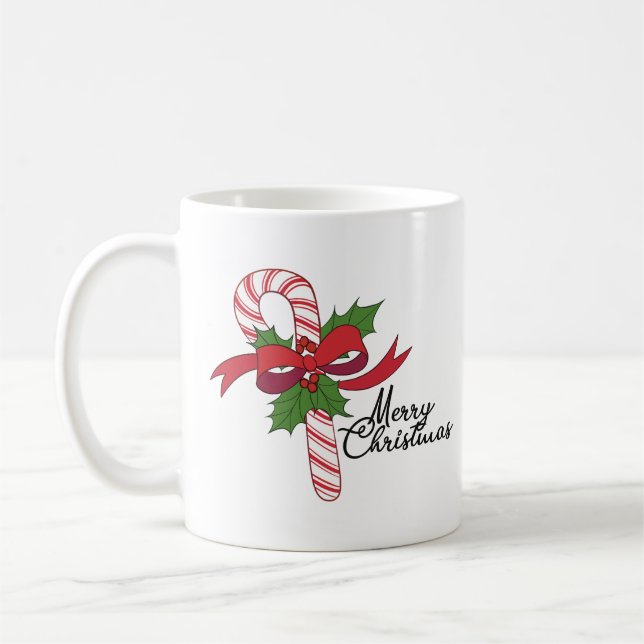 Merry Christmas Candy Cane  Coffee Mug (Left)