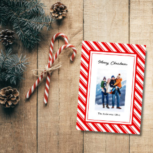Merry Christmas Candy Cane Custom Photo Holiday Card