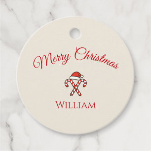 Merry Christmas Candy Cane Favour Tags