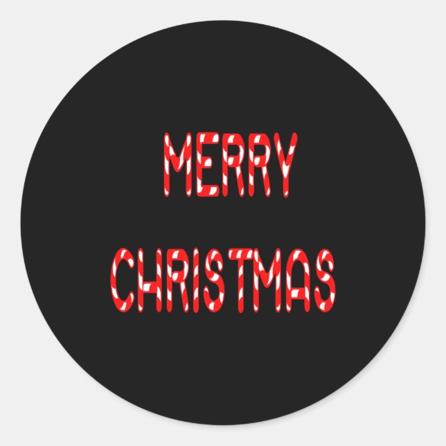 Merry Christmas Candy Cane Font Girls Boys  Classic Round Sticker (Front)