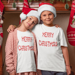 Merry Christmas Candy Cane Font Girls & Boys T-Shirt