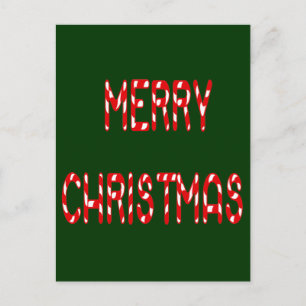 Merry Christmas Candy Cane Font Holiday Postcard