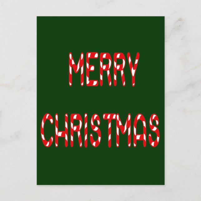 Merry Christmas Candy Cane Font Holiday Postcard (Front)