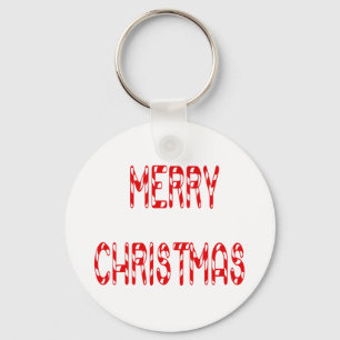 Merry Christmas Candy Cane Font Key Ring