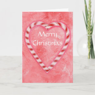 Merry Christmas Candy Cane Heart Greeting cards
