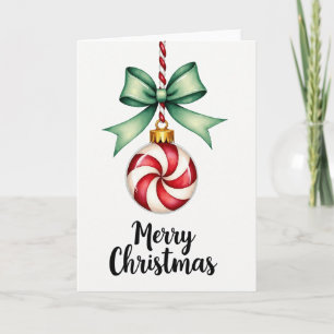 Merry Christmas Candy Cane Ornament Card