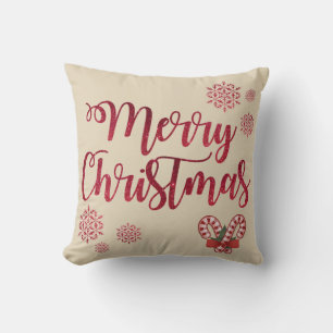 Merry Christmas Candy Cane Pillow