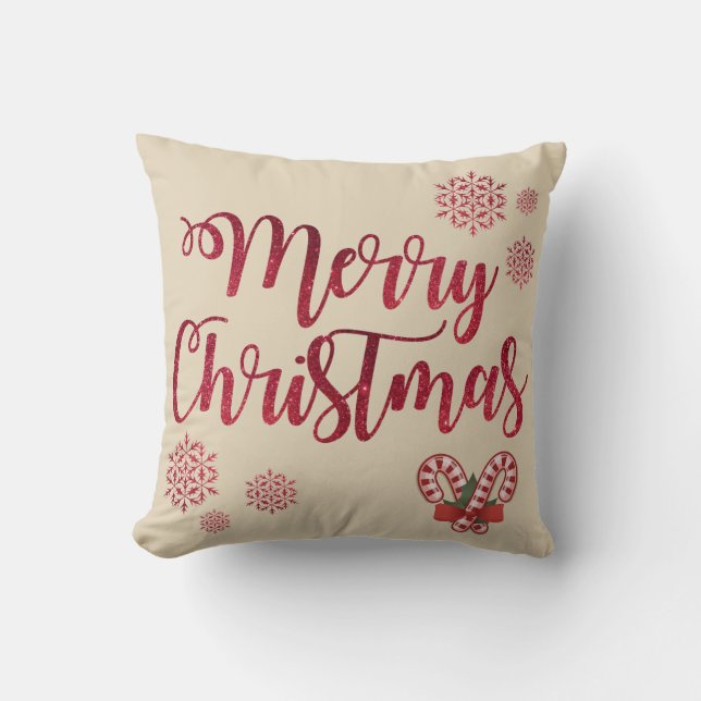 Merry Christmas Candy Cane Pillow (Front)