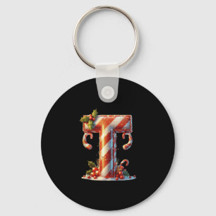 Merry Christmas Candy Cane T Design Tank Top Key Ring