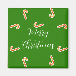 Merry Christmas candy canes green Magnet