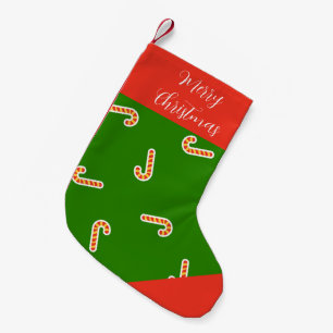 Merry Christmas candy canes green Small Christmas Stocking