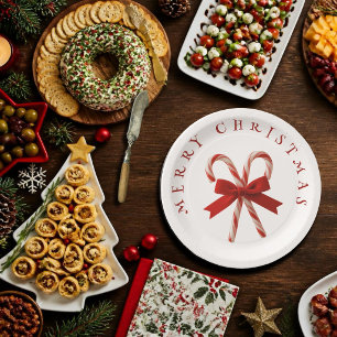 Merry Christmas Candy Canes Paper Plate