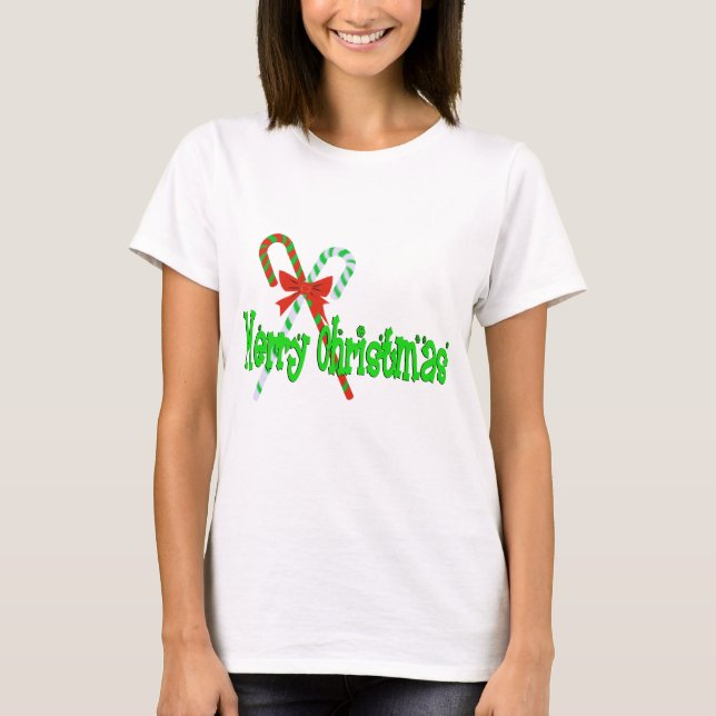 Merry Christmas Candy Canes T-Shirt (Front)