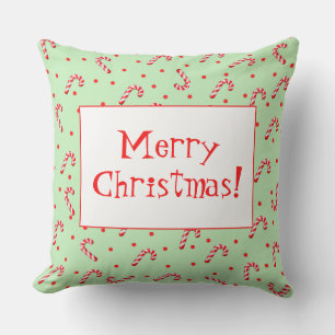 Merry Christmas Candy Canes Throw Pillow