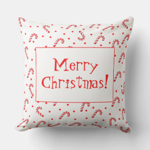 Merry Christmas Candy Canes Throw Pillow