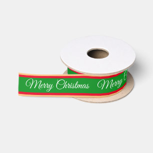 Merry Christmas & Candy Stripe Ribbon Red Santa Satin Ribbon