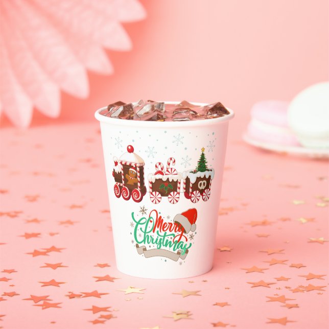 Merry Christmas Candy Train Coffee Mug Paper Cups (Insitu)