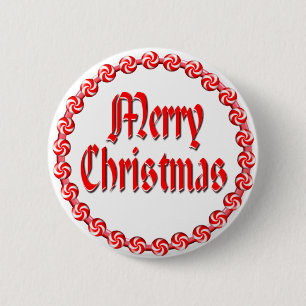 MERRY CHRISTMAS & CANDY WREATH by SHARON SHARPE 6 Cm Round Badge