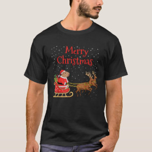 Merry Christmas Capybara Riding Santa Sleigh With  T-Shirt