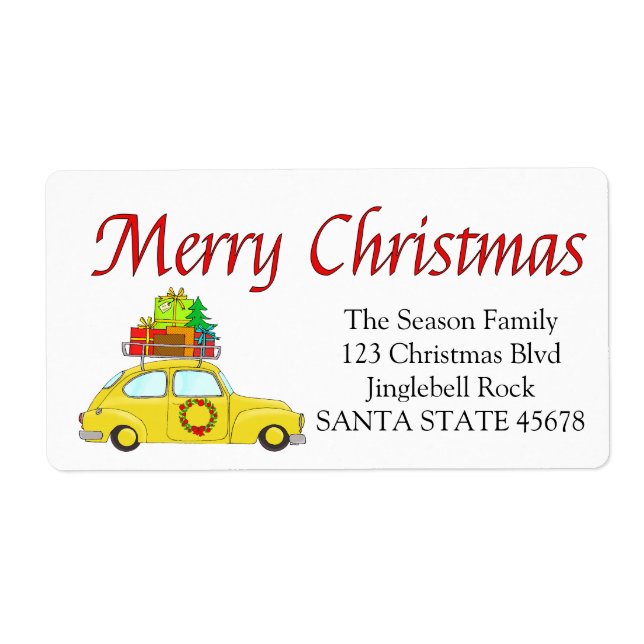 Merry Christmas car address label (Front)