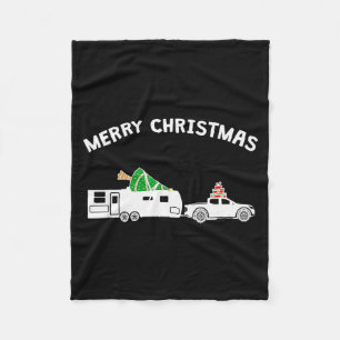 Merry Christmas - Caravan Camper Rv Trailer Christ Fleece Blanket