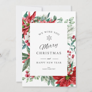 Merry Christmas Card Christmas Poisettia frame