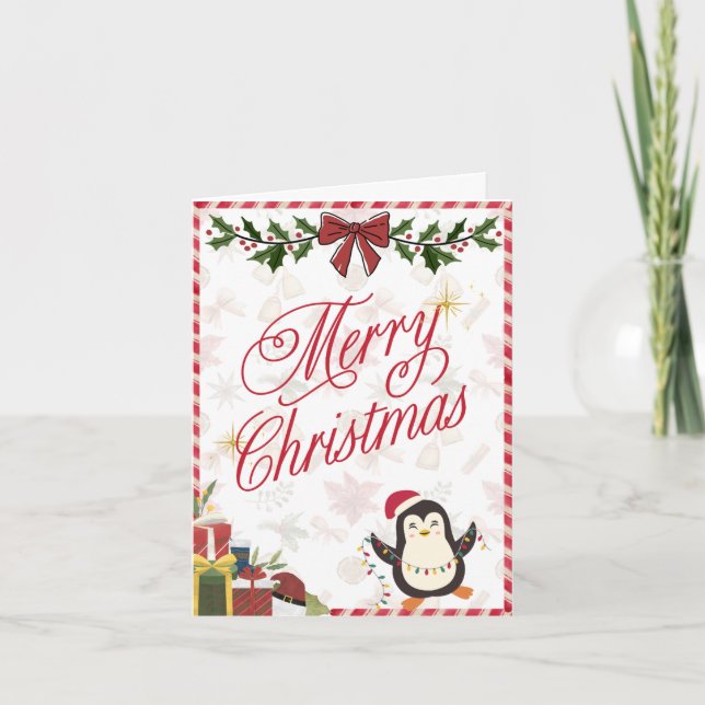 Merry Christmas Card – Cute Penguin (Front)