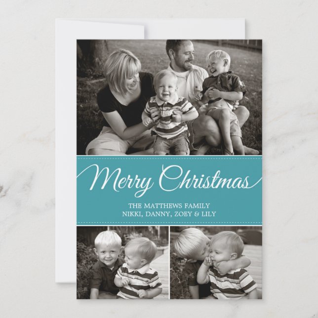 Merry Christmas Card | Flat | Blue (Front)