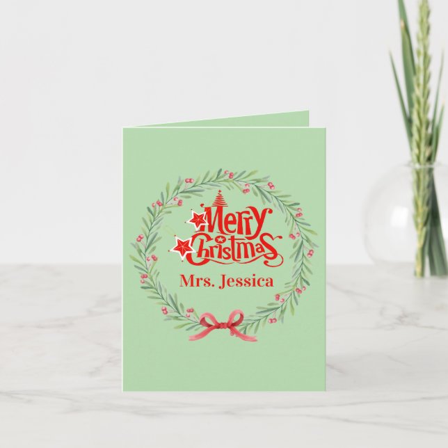 Merry Christmas Card for Teacher  (Front)