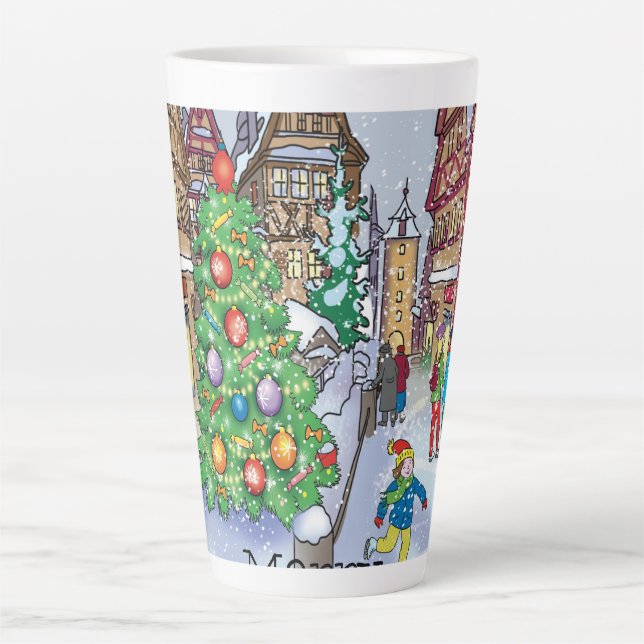 Merry Christmas card  Latte Mug (Front)