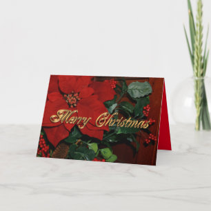 Merry Christmas card poinsettias