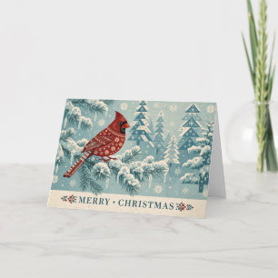 Merry Christmas Card — Red Cardinal on Snowy Pine