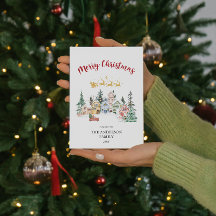 Merry Christmas Card | Snowy Winter House Scene