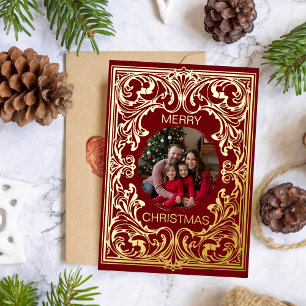 Merry Christmas Card Template Ornate Editable