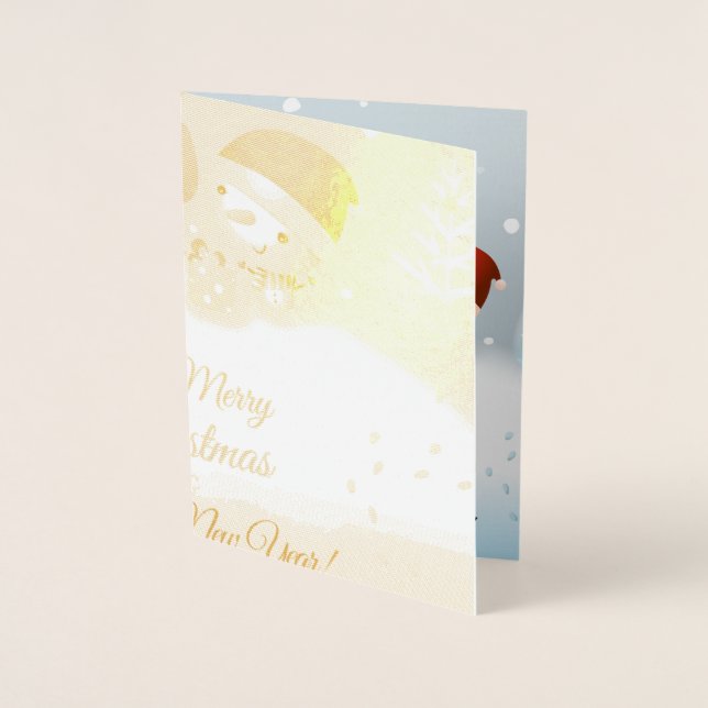 Merry Christmas Card Throw Pillow (Front)