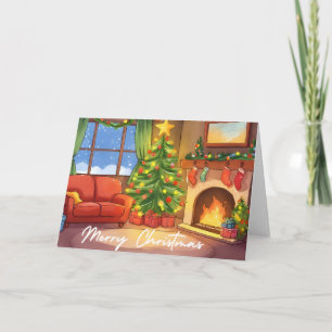 Merry Christmas Card   Watercolor Holiday Card