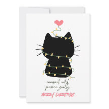 merry christmas card with black cat