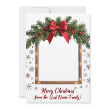 Merry Christmas  Card with Festive Garland Frame
