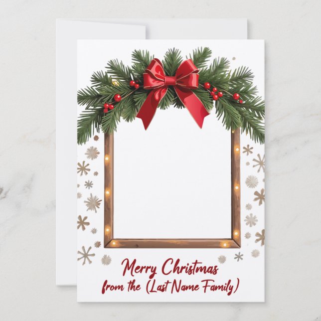 Merry Christmas  Card with Festive Garland Frame (Front)