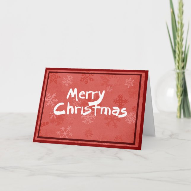 Merry Christmas card with red snowflake pattern (Front)