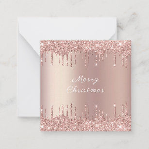Merry Christmas Card with Rose Gold Blush Glitter