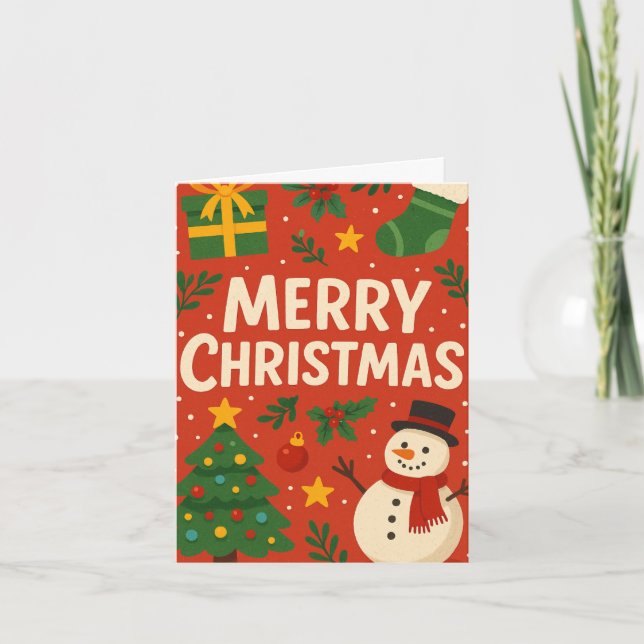 Merry Christmas Card with Snowman (Front)