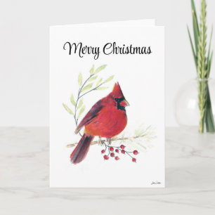 Merry Christmas Cardinal Bird Holiday Card