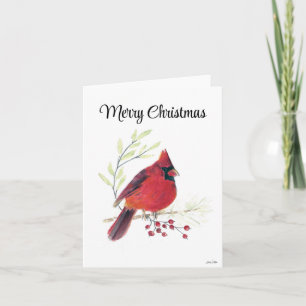 Merry Christmas Cardinal Bird Holiday Card